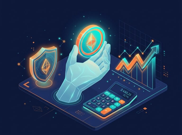 Crypto staking calculator showing rewards and growth