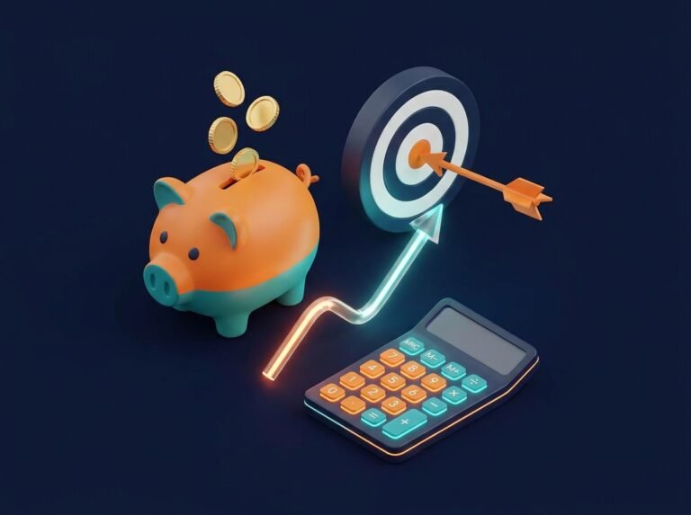 Savings goal calculator with growth chart and goal line