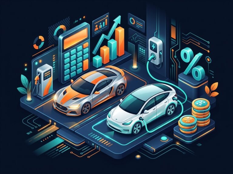 Electric vs gas car savings calculator with line chart comparing cumulative costs