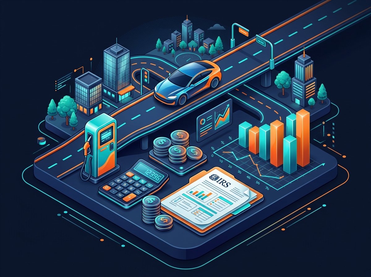 Mileage reimbursement calculator with bar chart showing reimbursement vs actual costs