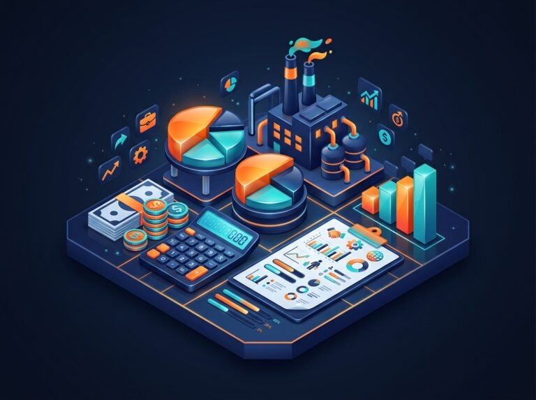 Overhead allocation calculator with bar chart of product net profits
