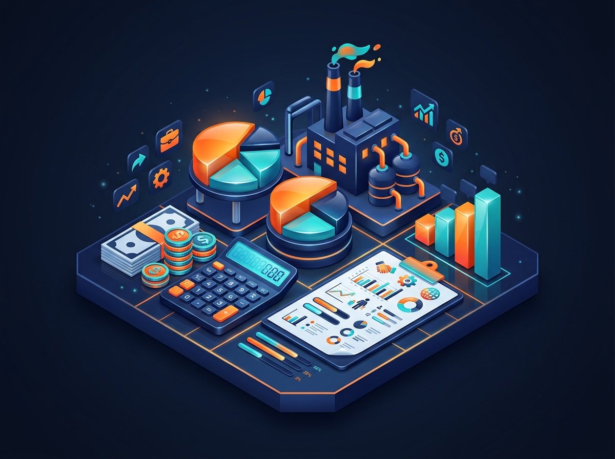 Overhead allocation calculator with bar chart of product net profits