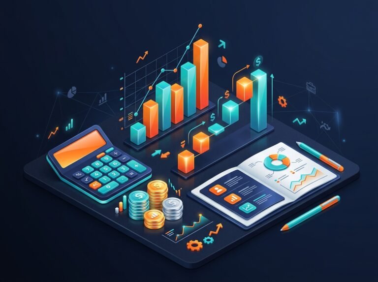 Profit margin calculator with waterfall chart showing revenue to profit breakdown