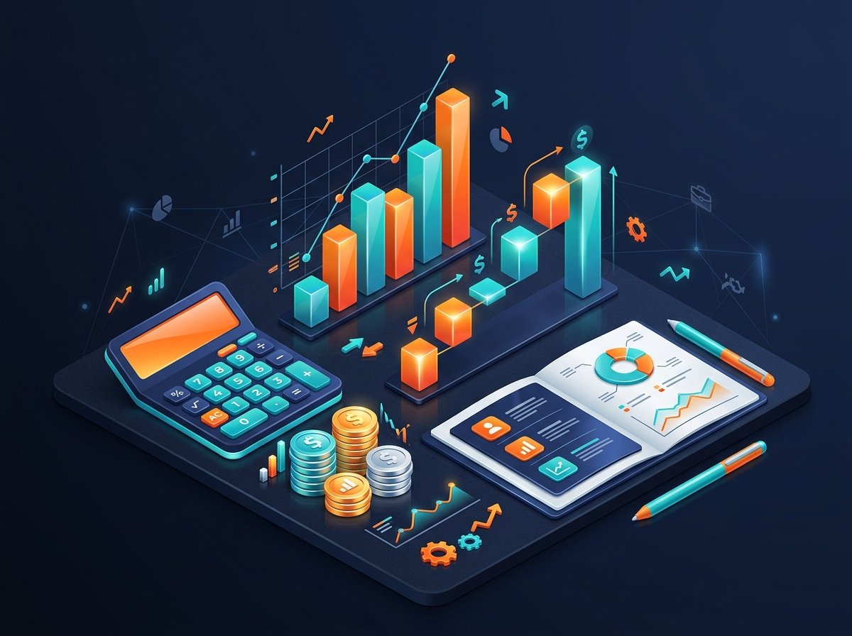 Profit margin calculator with waterfall chart showing revenue to profit breakdown